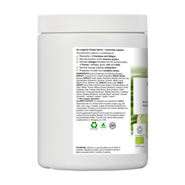 Pure Organic Green Power – 300g Powder: Organic Superfoods & Enzyme Combination